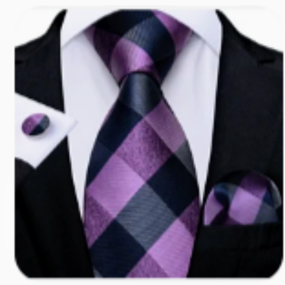 Men's Italian Silk Tie, Pocket Square & Cufflink Set